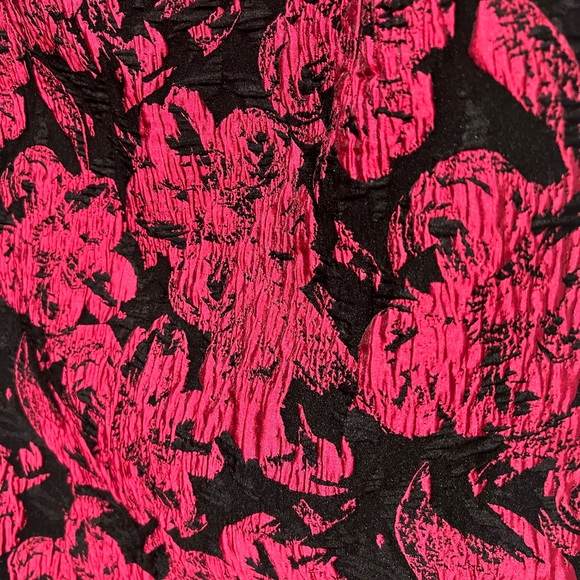 NWT TERI JON FUSCIA PINK/BLACK JACQUARD SHIFT COCKTAIL DRESS SIZE 14 - Picture 3 of 13
